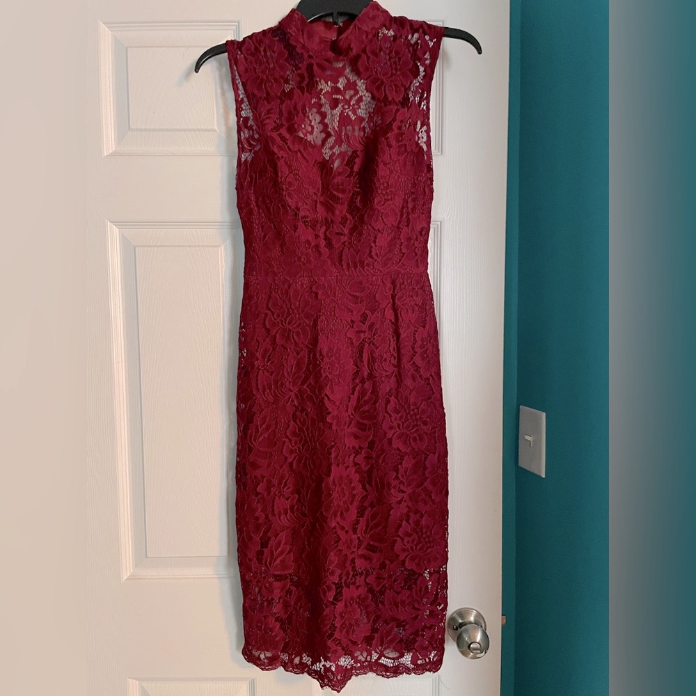 Betsy & Adam Burgundy Lace Dress - Size 2